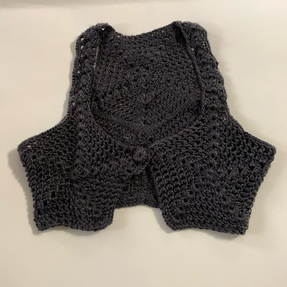 Girl's Crochet Vest / charcoal grey/Hippy/boho